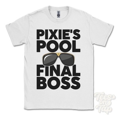 PIXIE'S POOL FINAL BOSS T-SHIRT lustig Weihnachtsgeschenk Okehampton Devon England Ibiza