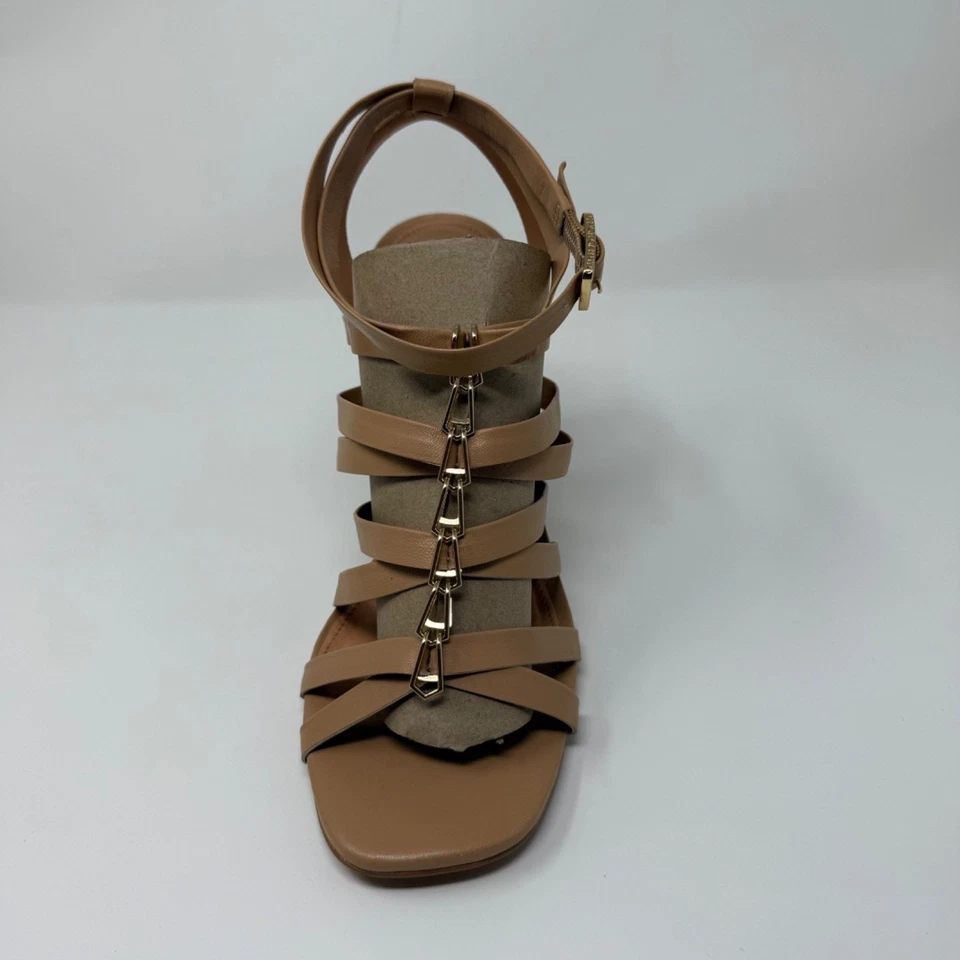 Vince Camuto Nude Strappy Gladiator Stiletto Sandals Size 10 Brown Leather - Image 4 of 4