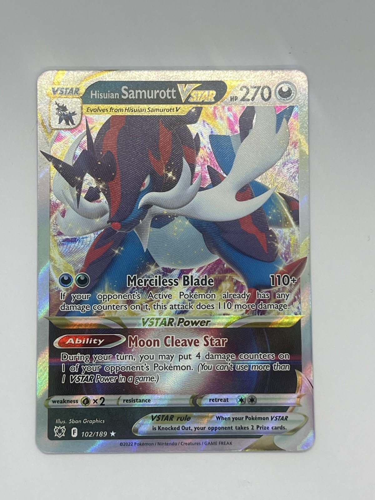 Hisuian Samurott VSTAR 102/189 Ultra Rare Holofoil SWSH10: Astral Radiance NM