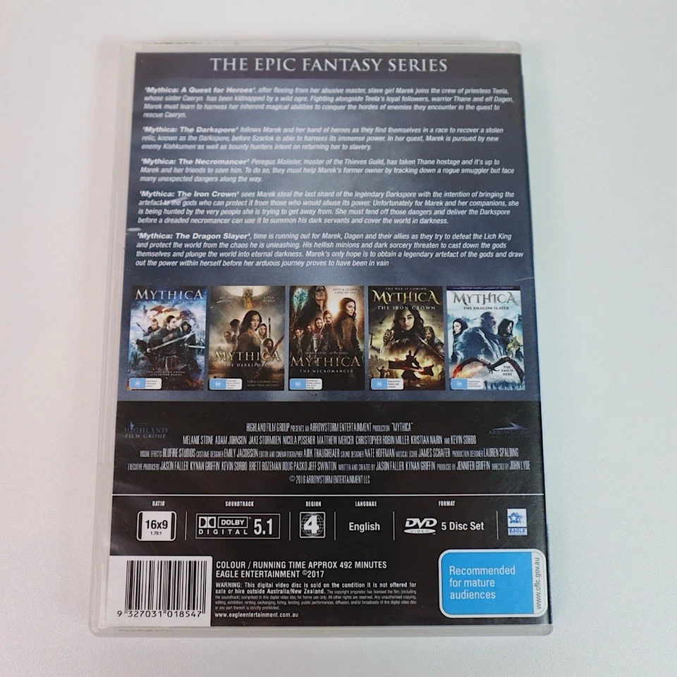 Mythica Complete 5 Film Collection (DVD, 5-Disc Set, 2017) Region 4 – VGC - Image 2 of 4