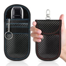 Hoiny 2 Pack Faraday Key Fob Protector, Premium Car RFID Small, Red Blue