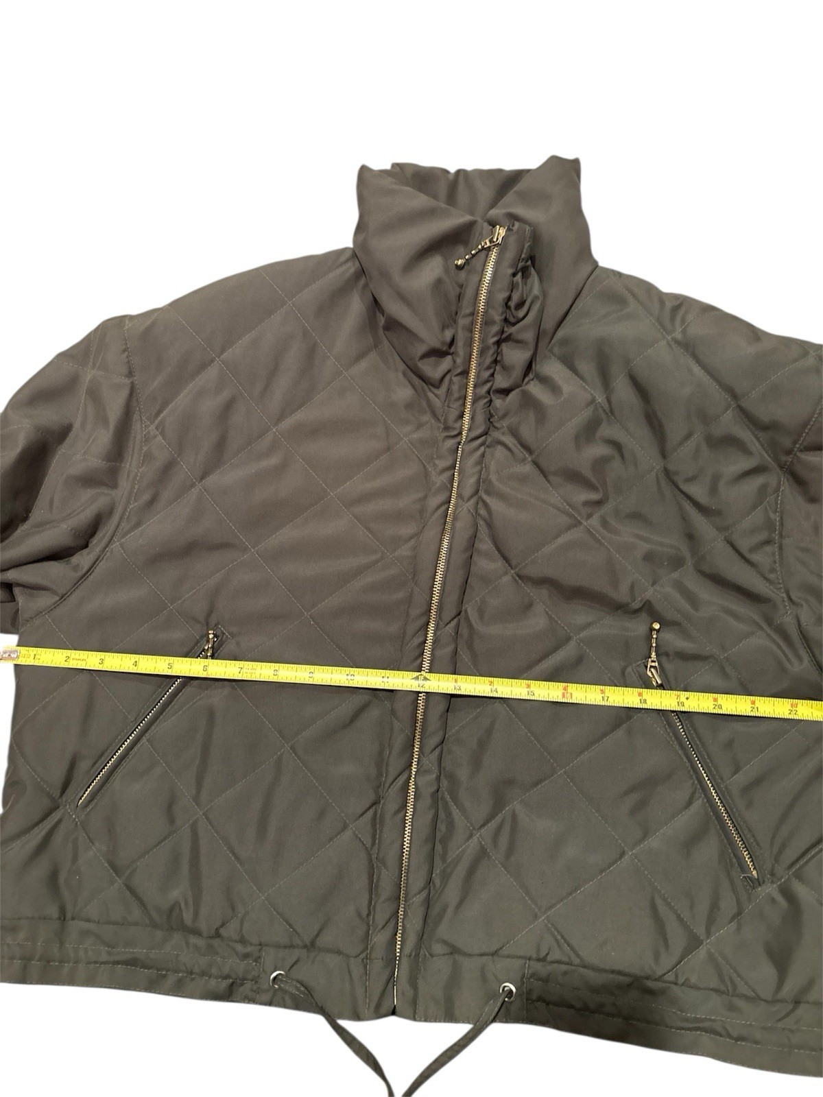 Vintage Towne London Fog Quilted Puffer Jacket Coat 90s Y2K Olive Green Sz Small