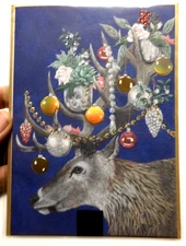 1 Niquea.d Cards High Quality Christmas Reindeer Stag with Holiday Ornaments