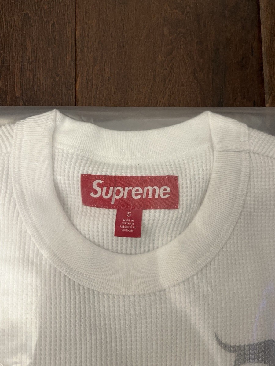 Supreme FW25 Angel Graphic Print Waffle Thermal L/S Top White Size