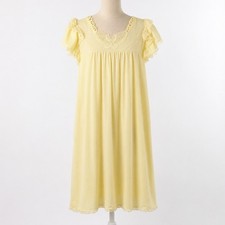 Vintage Butterfly Fairy Lace Ruffle Babydoll Dress M Butter Yellow Cottagecore