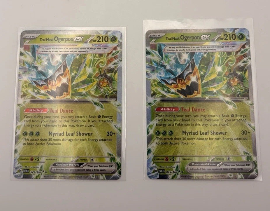 (2) Pokemon Teal Mask Ogerpon ex 25 - Twilight Masquerade - NM
