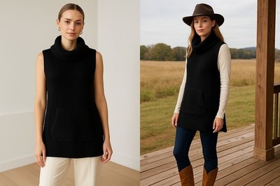 Two by Vince Camuto Women s Black Knit Sweater Vest S Minimalist Coastal Cowgirl