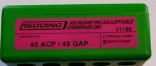 REDDING 45 ACP-45 GAP Micro Adjust Taper Crimp Die (31189)
