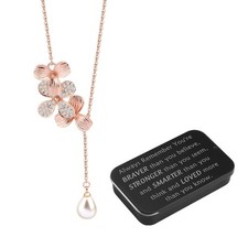 Orchid Flower Necklace Rose Gold Orchid Pendant Necklace with Teardrop Pearl ...
