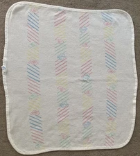 JE Morgan Baby Cozy Waffle Knit Blanket White Pink Yellow Blue Green Bears Lines