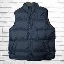 L.L. Bean Goose Down Puffer Vest Full-Zip Snap Button Mens Large Black