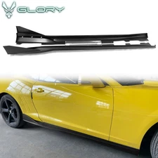 Fits 16-24 Chevy Camaro Side Skirts IKON V3 Style 4PCS Extension PP Matte Black