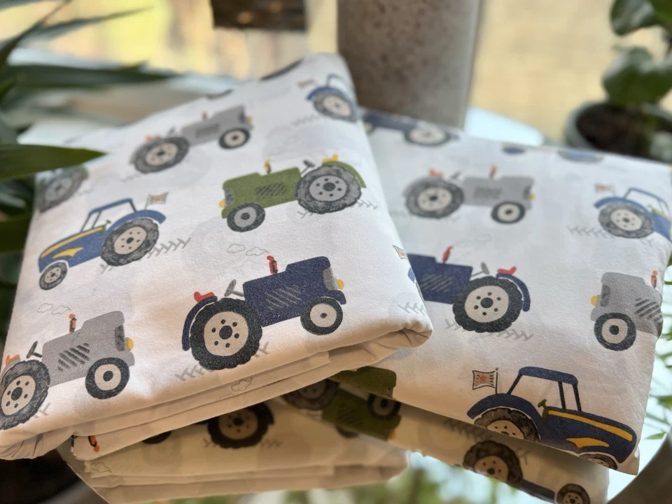 Pottery Barn Kids Boys RARE Tractor Things That Go Queen 4 pc Sheet Set - Image 3 of 4