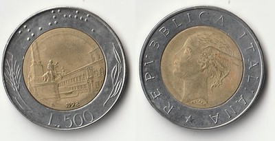 1992 Italy 500 lire coin #2