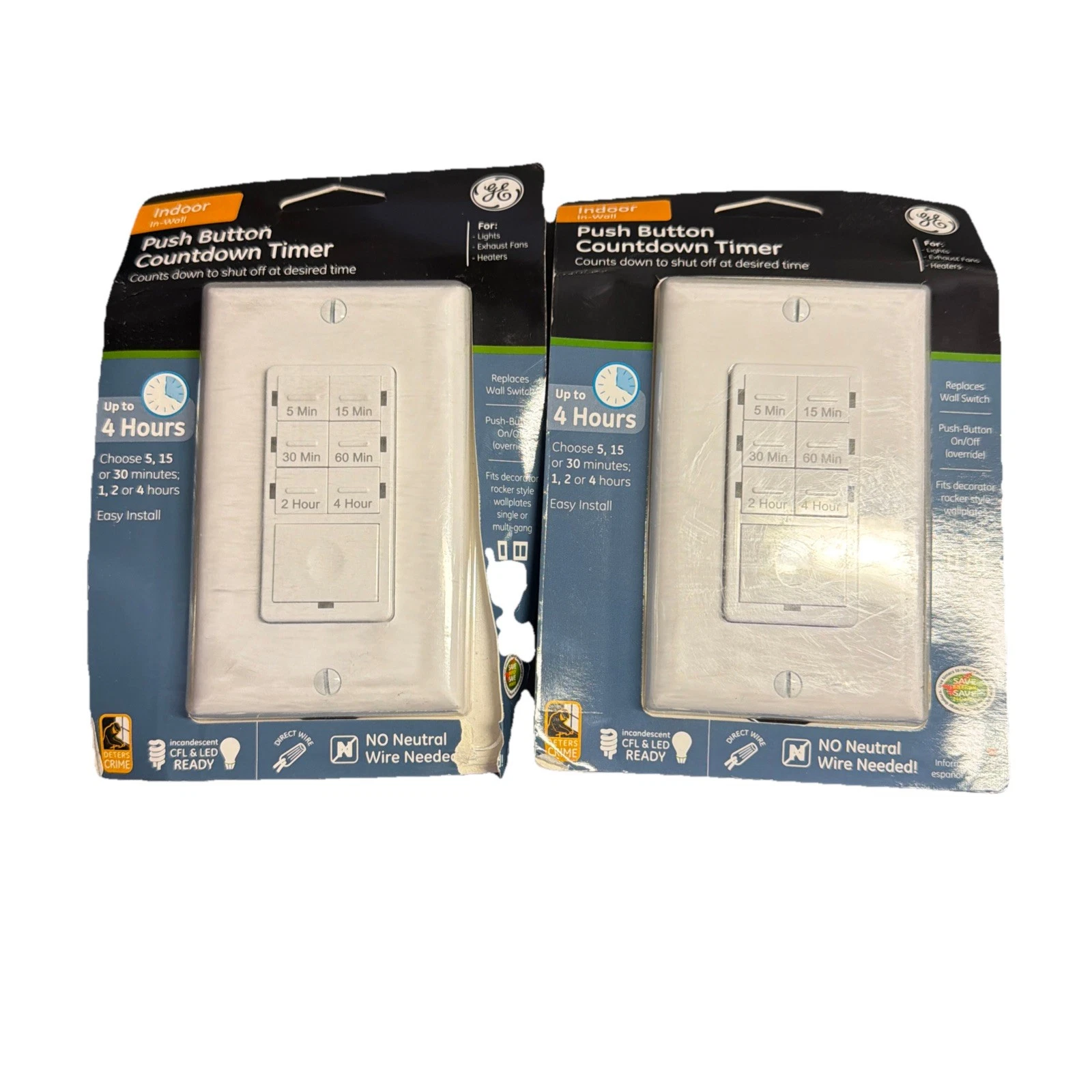 Lot Of 2 GE 15318 In-Wall Push Button Countdown Timer White Programmable
Opens in a new window or ta