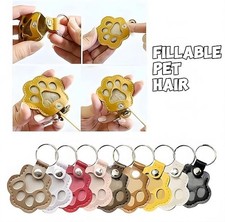 3 Pack Learher Pet Hair Storage Keychain - Dog Cat Fur Memory Charm Container
