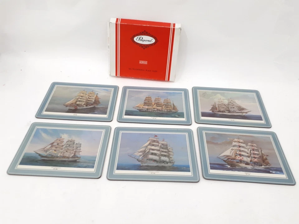 Pimpernel Deluxe Oberfläche Kork Rückseite Hoch Schiffe Tischsets 6er Set 