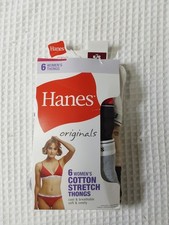 Hanes Originals Women's Cotton Stretch Thongs Size 5/S 6-pack
