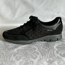 MEPHISTO Ylona Metallic Black Suede Leather Sneakers Side Zip Comfort Shoes 11