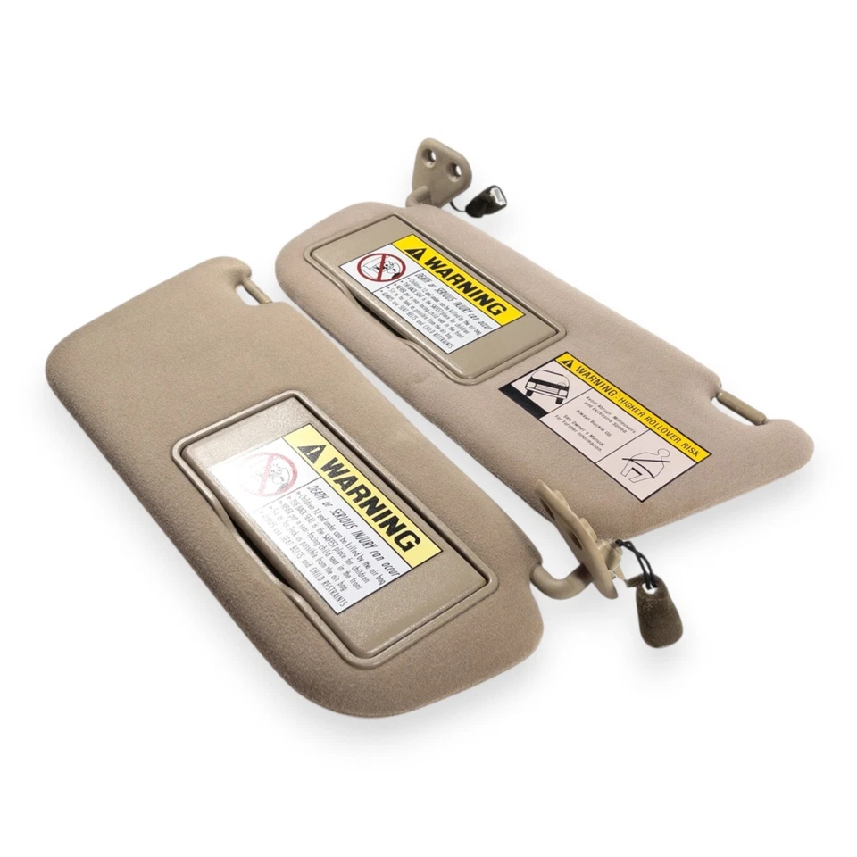 2001-2004 Hyundai Santa Fe Driver & Passenger Side Sun Visor Pair Tan Lighted - Image 3 of 4