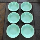 Vintage  6 Fire King   Jadeite Dessert Bowl Lotus  & Divided Plate