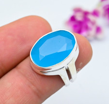 Blue Chalcedony Gemstone Handmade 925 Solid Sterling Silver Amazing Jewelry Ring