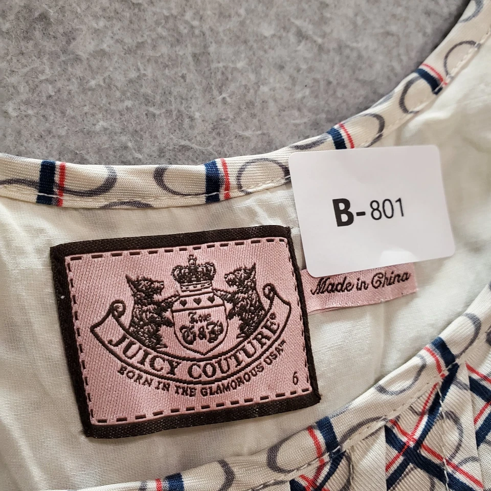 Vestido para mujer Juicy Couture 6 beige geométrico mini cambio volantes de seda plisado Foto 2 de 4