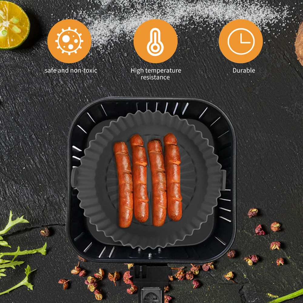 Air Fryer Pot Air Fryer Basket Linings Non-Stick Safe Silicone Oven Baking Tray Air Fryer Pot Air Fryer Basket Linings Non-Stick Safe Silicone Oven Baking Tray