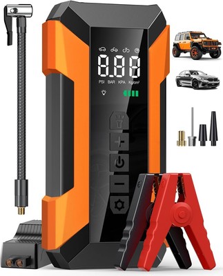 Tire Inflator Portable Air Compressor Car Jump Starter Car Battery USB