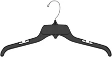 Black Hangers 100 17" Plastic Dress Shirt Break-Resistant Swivel Hook Notched