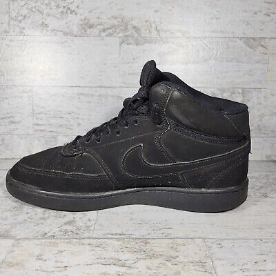 Nike Men's Court Vision Mid Triple Black Sneakers Shoes Nike Men's Court Vision Mid Triple Black Sneakers Shoes