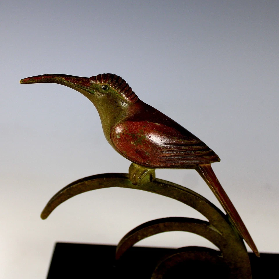 Early 20th C Cold Painted Bronze Bird Sculpture, Presse Papier Paperweight - image 3 of 4