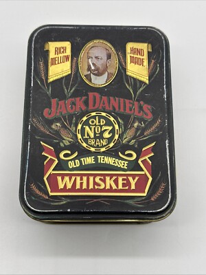 Jack Daniels Old No 7 Tennessee Whiskey Tin Storage Box Hinged Collectors Item