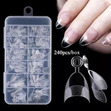 240 PCS/Box French Nail Art Tips Short Half Cover Acrylic Fake Nails Extension✿