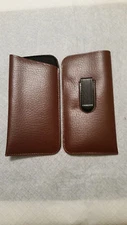 Soft Eyeglass Pouch Eyewear Case with Pocket Clip In Light Brown