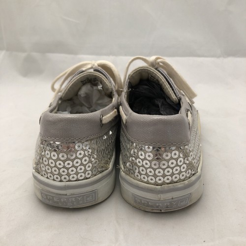 Sperry Top-Sider Women's Boat Shoes Silver Fabric Lace Up Sequin Slip-On 5.5 M - Picture 6 of 9
