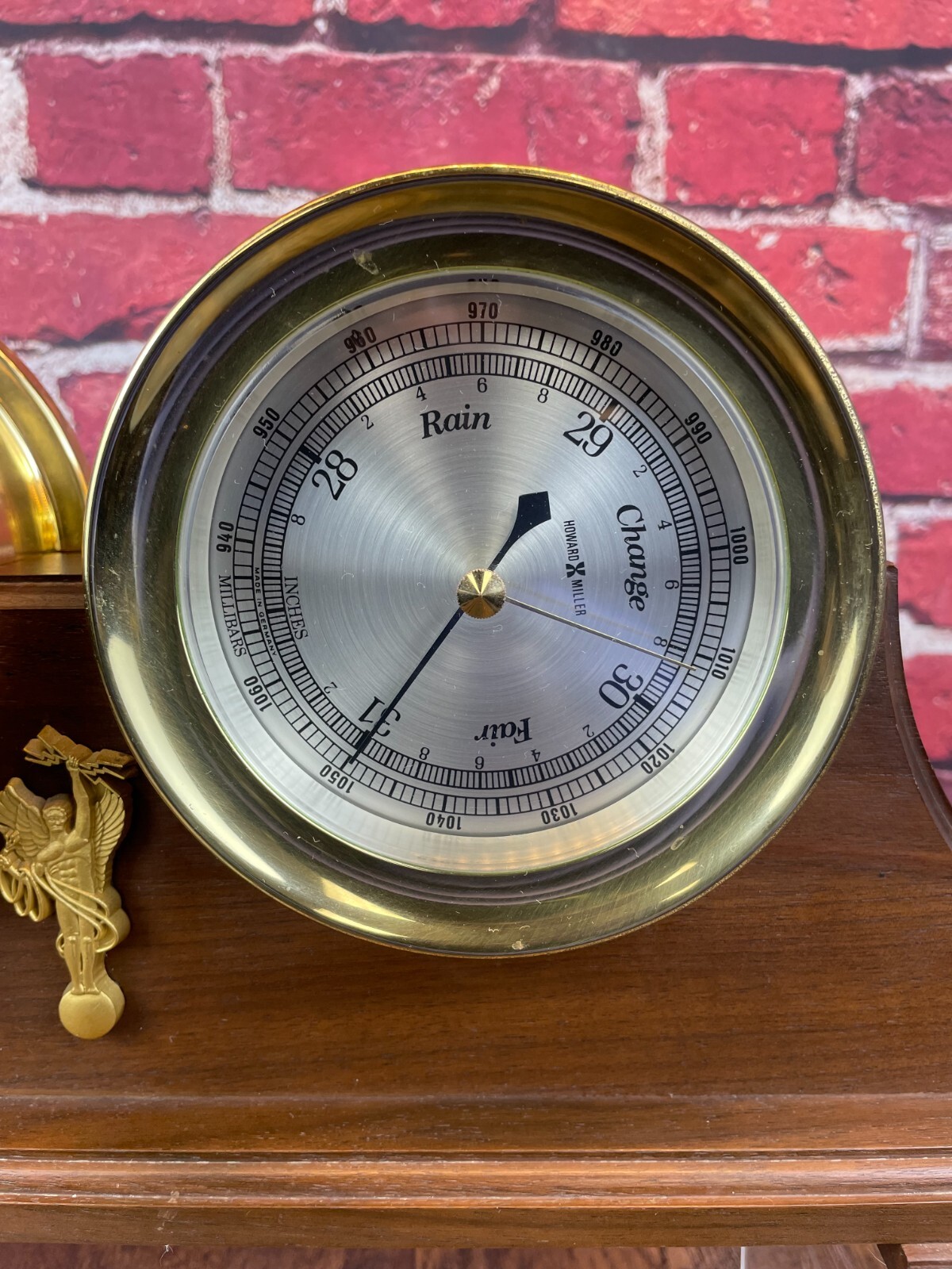 ASIS Vintage HOWARD MILLER Brass Case Key Wind CLOCK & BAROMETER w/ 21” STAND eBay