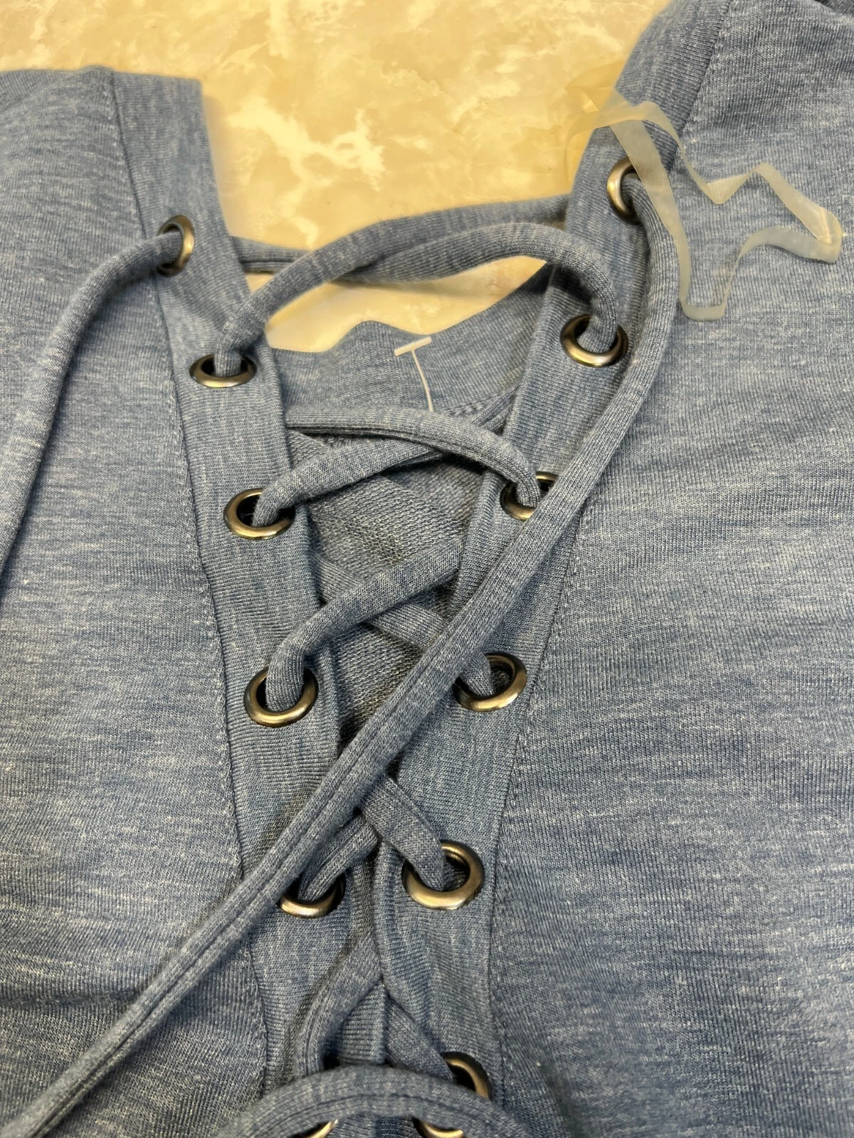 yogalicious worn once oversized front lace up pullover sweatshirt