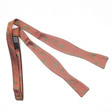 Gladson Mens Silk Bowtie Bow Tie Orange Green Marijuana Pot Leaf Narrow Italy