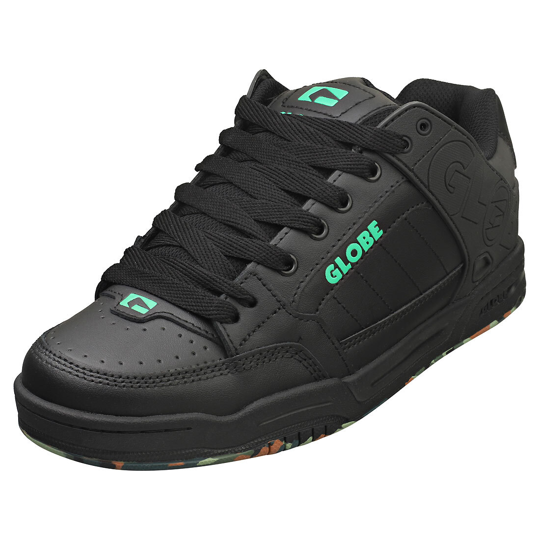Globe Tilt Uomo - Sneakers da Skate in Pelle e Sintesi Nero Verde - 44.5 EU