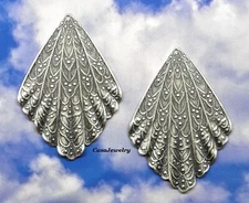 #0080 ANTIQUED .925 STERLING SILVER PLATED RIPPLED DROP W/TOP HANG HOLE - 2 Pcs