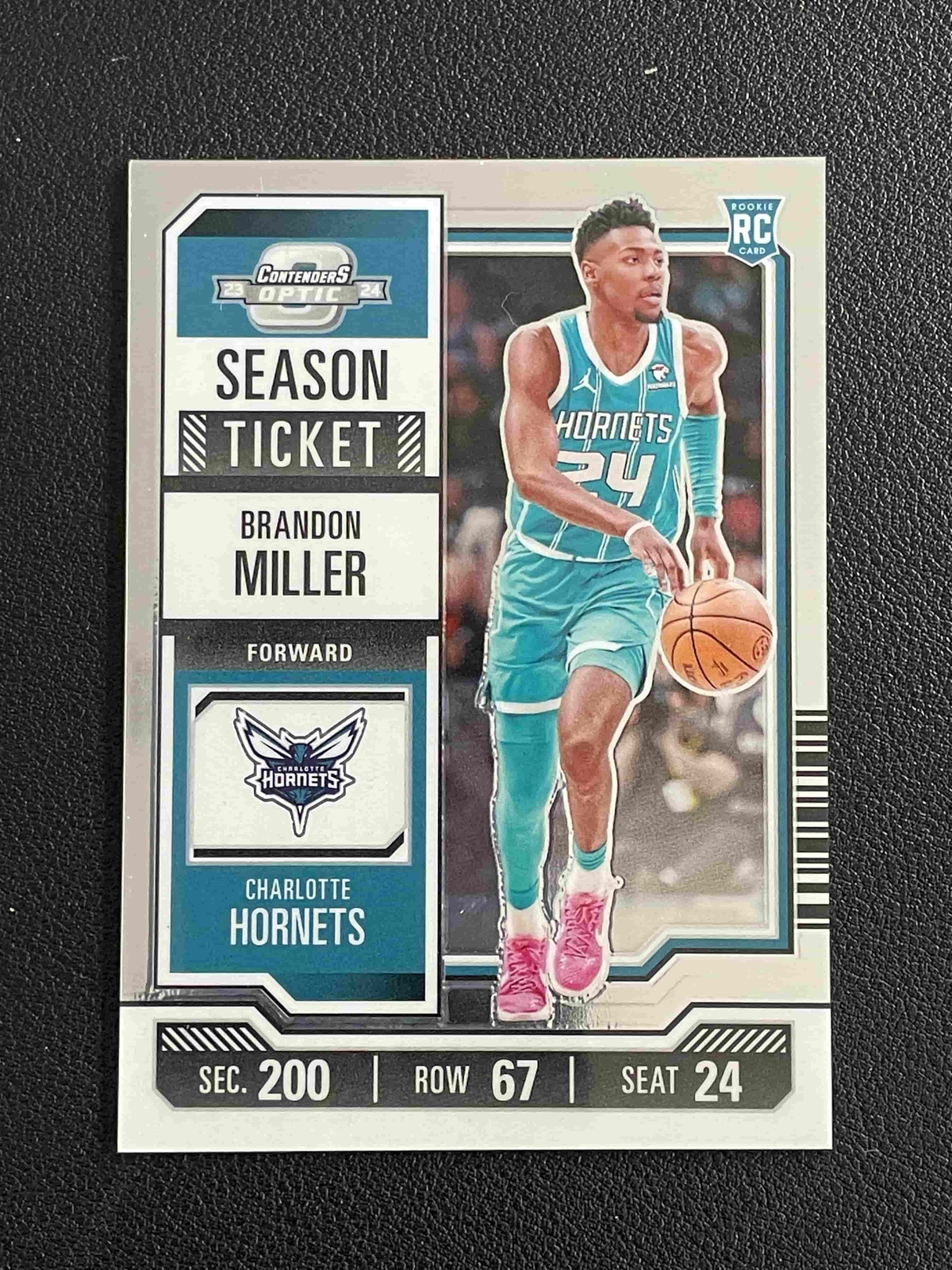 Brandon Miller 2023-24 Panini Contenders Optic Season Ticket Base Hornets RC #11