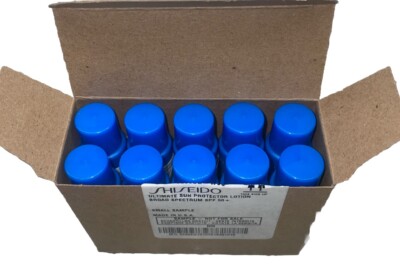 Box Of 10 - SUN PROTECTOR LOTION Shiseido ULTIMATE SPF50+ Synchro Shield 7mL ea