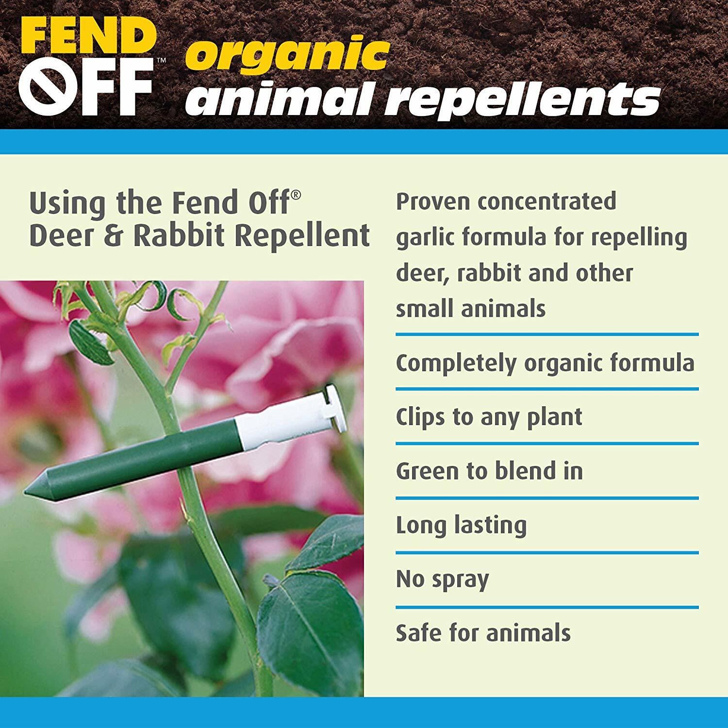 Fend Off Deer Rabbit REPELLENT Organic Garlic Odor Clips 25pk Garden