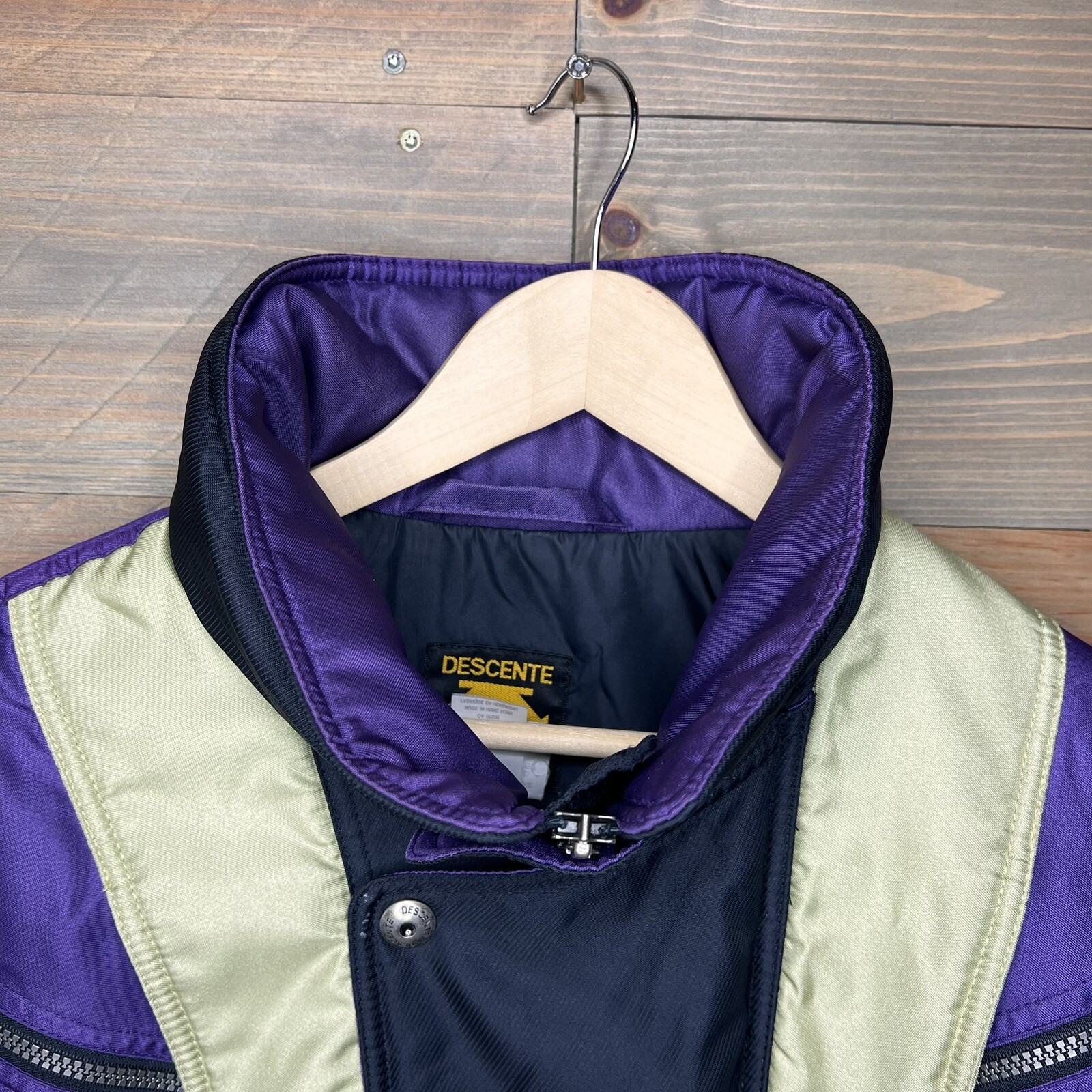 Vintage Descente Ski Jacket Purple Black Colorblock Snowboarding Men's