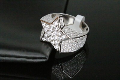 PDJ STAR Ring ECHT 925 Sterling Silber VVS1 Lab Sim. Diamant