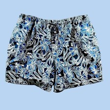 Trader Bay Swim Trunks Mens XL Drawstring Beach Blue Floral Pool Surf Shorts