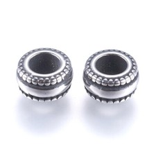 10pc 304 Stainless Steel European Large Hole Rondelle Beads Metal Spacer 8x4.5mm
