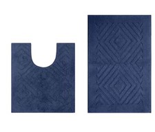 Better Trends Trier Tufted Mat 2 Pcs Set Bath  Countour Mat 100 Cotton Blue