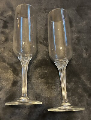 Crystal Champagne Flutes, PASABAHCE KAYLA, Set of 2, 8.75  Tall